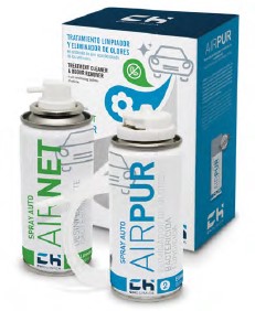 KIT AUTOMOVIL AIRNET + AIRPUR TRATAMIENTO BACTERICIDA 2x100ml. CH QUIMICA